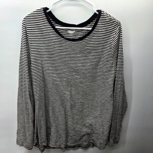Old Navy Stripe Long Sleeve Tee Black White XL